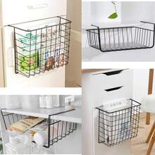 ARISE - Paquete de 4 Cestas de Alambre Metálicas Multifuncionales – Organizador Deslizante y Apilable para Cocina, Baño, Oficina, Dormitorio y Despensa, Disponible en 3 Tamaños (42*28*14, 22*22*13, 22*18*13 cm) - Negro - Ver 4