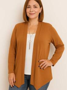 Cardigan Short Women's Mid-Season Plus Size Coat - Camel - Ver 3