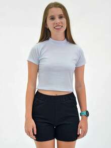 Nick Toia Kit 2 Ribbed Cropped Tops High Neck Children's/Youth Girls - Blanco y Negro - Ver 4