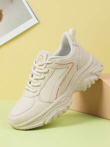 Women's Lace-Up Outdoor Casual Sneakers, Waterproof Non-Slip Running Shoes, Suitable For Spring, Autumn And All Seasons - 282米白 - 查看 7