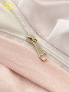2/3 pièces Set Housse de couette et taie d'oreiller à volants en fibre imperméable avec imprimé papillon (Hors rembourrage), Parure de lit moderne bicolore convenant pour chambre à coucher, dortoirs d'étudiants, lits simples et doubles, toutes saisons, décoration d'automne, décoration de chambre - Rose bonbon - Voir 7