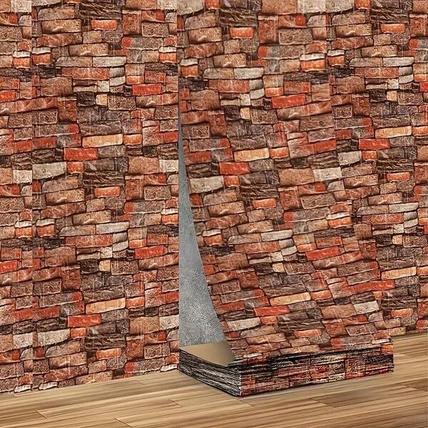 1 Roll 3D Interior DIY Decoration XPE Foam Wall Sticker | Brick Wallpaper | Flexible Packaging, Self-Adhesive, Waterproof And Easy To Wipe | Suitable For Living Room, Bathroom, Kitchen, Bedroom Renovation, 35x500 Cm/13.6x196.85 Inches