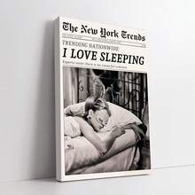 Vintage New York Times Canvas Posters - Optional Frame Wall Arts, Women Sleeping Design, Perfect For Living Room Decor, Bedroom Decor, Or Dorm Decor, Perfect For Room Decor, Wall Art With Frame