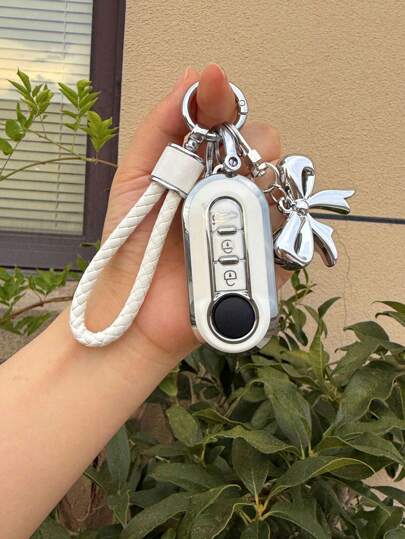 Set di cover per chiave Fiat Iveco Eurosport, guscio di protezione completo per Fiat 500 Bravo, portachiavi in pelle PU con decorazione a fiocco