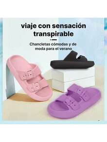Pantuflas antideslizantes EVA diseño hebilla ajustable secado rápido para interiores y exteriores zapatillas confort ligeras uso práctico resistente hogar dormitorio baño patio multifunción adultos niños - Rosa - Ver 3