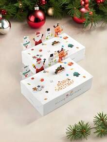10pcs Christmas Gift Boxes – 3D Santa, Snowman & Reindeer Designs, Paper, Decorative Lollipop Closure | For Cookies, Holiday Treats & Festive Gifting Christmas Christmas Decorations Christmas Pajamas Christmas Gifts Christmas Decor - Multicolor - View 1