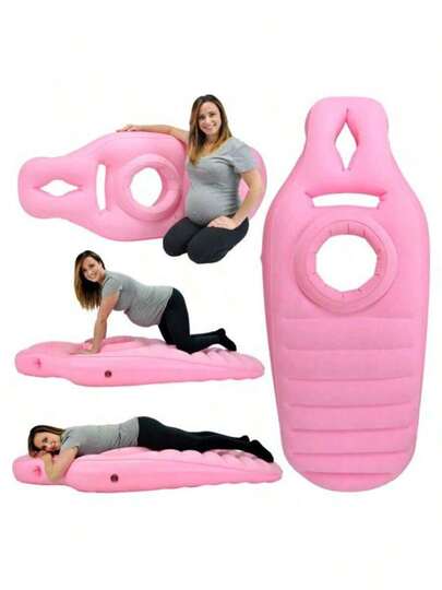 1 st uppblåsbar mammaformad gravidkudde, ergonomisk sömnstödskudde, bärbar ryggstödsluftmadrass, gjord av PVC, för dagligt bruk, morsdagspresent, kapacitet för en person, exkluderar reparationssats och förvaringsväska