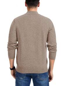 Quarter Zip Sweaters Men Long Sleeve Knitted Pullover Mock Neck Business Casual Dress Sweater, 2025 Style - 駱駝 - 查看 9