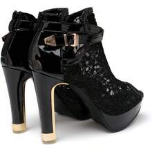 Women's Pretty Lace Open Toes High Heels Ankle Boots-2025 - màu đen - Xem 10