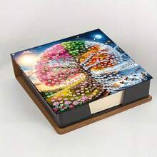 Bộ tranh đính đá 5D - Hộp đựng sổ tay hình hoa - Quà tặng thủ công độc đáo, Bộ tranh đính đá, Hình tròn bất đối xứng, Quà tặng thủ công độc đáo cho bàn làm việc tại văn phòng và gia đình - Nhiều màu - Xem 8