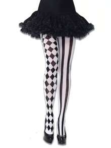 万圣节角色扮演道具条纹小丑袜子、摄影道具、派对哥特式蕾丝性感内衣长袜