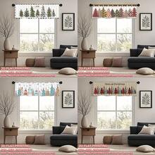 1pc Christmas Flat Visual Decorative Short Curtain, Christmas Tree Print, Rod Pocket Top, Fade-Resistant, Single-Sided Print, Polyester Material, Thick , Washable, Christmas Home Decor, Party Gift, Suitable For Living Room, Dining Room, Kitchen, Cafe, Closet Partition Christmas Decorations Room Decor Christmas Decorations Home - Multicolor - View 1