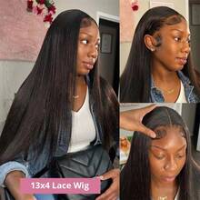 40 Inch Lace Front Wigs Human Hair Brazilian 13x4 Frontal Wig HD 13x6 Human Hair HD Transparent Bone Straight Lace Front Wigs - Natural Black - 查看 7