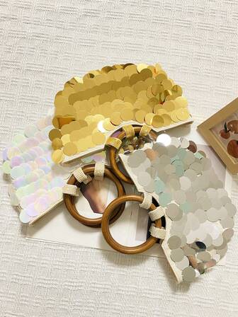 Handmade Beaded Bag, 2025 Summer New Fashionable High-End Shiny Sequin Handbag