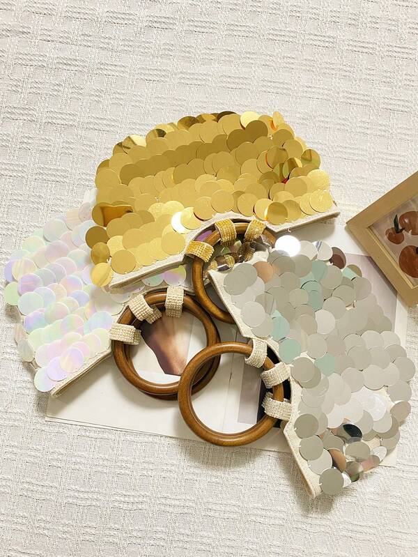 Handmade Beaded Bag, 2025 Summer New Fashionable High-End Shiny Sequin Handbag