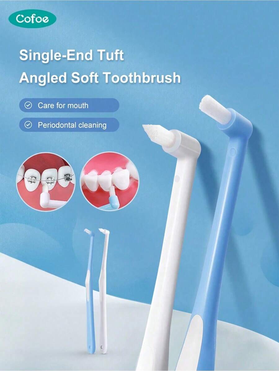 1 件装软齿面正畸牙刷，尖头/圆头，牙线刷，单簇牙刷，用于正畸治疗期间的牙齿清洁 - 彩色 - 查看 1