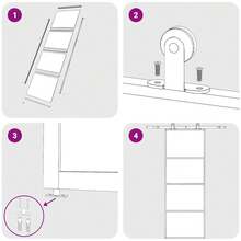 vidaXL Sliding Door Frosted ESG Glass And Aluminum 29.9"X80.7" - Black - View 5