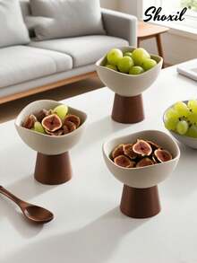 shoxil 1 قطعة وعاء سيراميك مرتفع القاعدة، وعاء حلوى، وعاء آيس كريم، طبق عرض وجبات خفيفة، صينية تقديم للطعام، مناسب لوجبات الشاي بعد الظهر، التجمعات العائلية، غرف النوم، المقاهي، الاستخدام خلال شهر رمضان - كأس الحلوى - مشاهدة 6