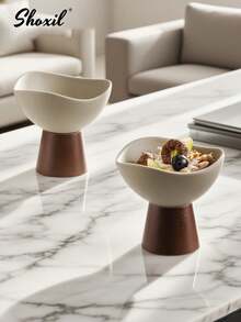 shoxil 1 قطعة وعاء سيراميك مرتفع القاعدة، وعاء حلوى، وعاء آيس كريم، طبق عرض وجبات خفيفة، صينية تقديم للطعام، مناسب لوجبات الشاي بعد الظهر، التجمعات العائلية، غرف النوم، المقاهي، الاستخدام خلال شهر رمضان - كأس الحلوى - مشاهدة 5