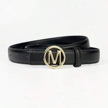 Unisex Vintage Belt With Smooth Letter Metal Buckle, PU Leather, Fashionable Design, Suitable For Jeans, Suits, Dresses - Ideal For Dates, Holidays, Parties, Casual Outings. Multiple Colors Available, Great Gift For Friends And Family For Christmas, Halloween, Oktoberfest And More