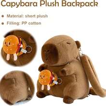 1pc Capybara Backpack Cute Fashion Bag, Can Store Cell Phone, Wallet And Keys, Multi- Purpose Storage Bag, Throw Pillow For Sofa, Home Decoration, Holiday Gifts, Halloween, Christmas - 棕色 - 查看 7