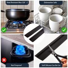 2pcs Silicone Gap Sealing Strips, Durable, Suitable For High Temperature In Kitchen,, Anti-Stain, Clean Without Debris -  (Black / White) - 彩色 - 查看 4