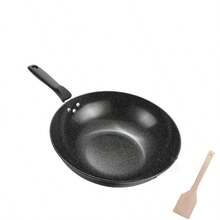 30cm Non-Stick Frying Pan With Glass Lid | Granite Coating Induction Hob Compatible Frying Pan Set | Healthy Cooking, Easy Clean | Includes Free Bamboo Spatula - Black - View 11