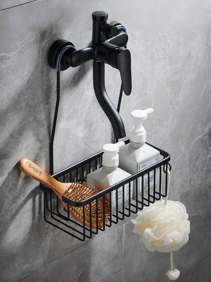 1 Stück Duschkorb zum Aufhängen für das Badezimmer, Badezimmer Aufbewahrungsregal, Badezimmer Aufbewahrungskorb, Shampoo- und Duschgel-Halter-Organizer, Badezimmer Accessoires, Badezimmer Aufbewahrung und Organisation, Material aus Aluminiumlegierung, wasserdicht und rostfrei, nagel freie Installation, Abtropfkorb, Aufbewahrung