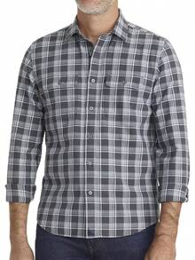 Flannel Long Sleeve Button Down Shirthalloween - 灰色有機 - 查看 1