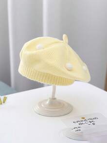1 件/2 件婴儿帽子秋冬款，可爱甜美蘑菇和波尔卡圆点针织帽，婴幼儿男孩女孩保暖头饰 - 貝雷帽 - 查看 15
