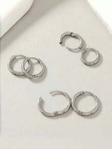 Juego de 6 anillos de acero inoxidable con múltiples tamaños, aretes de acero inoxidable 304 hipoalergénicos, diseño circular elegante y joyas personalizadas para las orejas, adecuadas para uso diario. - Pendientes de acero 304 - Ver 4