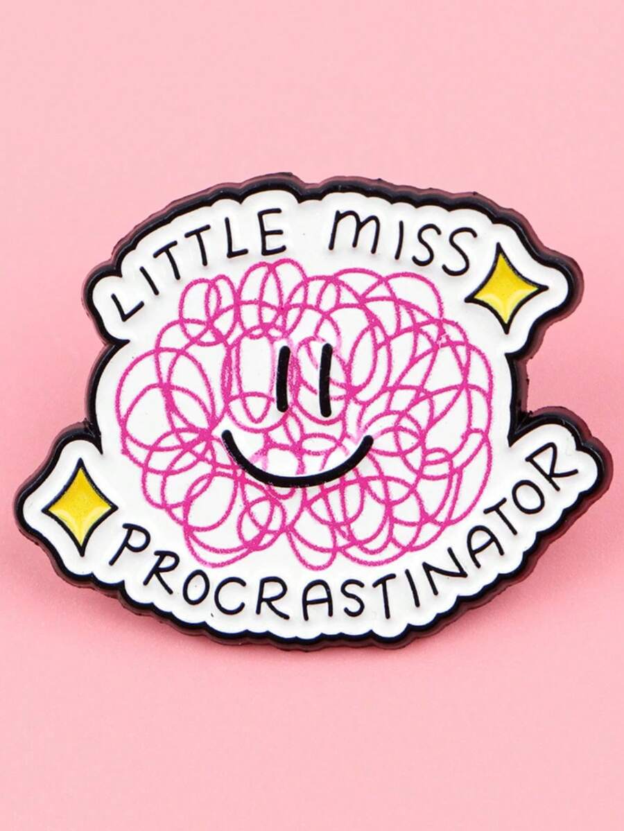1pc Creative Brain Thought Metal Brooch Pin, Cartoon English Letter Badge Decoration, Perfect Gift Jewelry Costume Accessories Bag Charms Office Accessories
