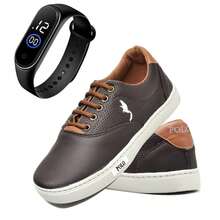 Sapatênis Infantil Masculino Causal Leve e Confortável em Sintético com Relógio Digital do 27 ao 36