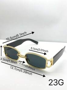 2 件方形女士时尚眼镜，新款 Y2K 街头风格眼镜 - 2PC中盒時尚金灰 金茶 - 查看 7