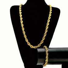 2Set/4Pcs 5mm Rope Chain Set Mens Womens Rope Chain Necklace&Bracelet 5mm Rope Chain Stainless Steel Jewelry For Gift - 金色 - 查看 5