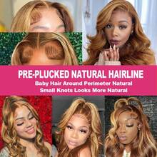 13x4 13x6 波浪蕾丝前假发，人发混合高清透明蕾丝前假发，预拔婴儿头发，自然发际线，200% 密度巴西处女发，柔软自然，耐热，女士礼物 - S4/27 - 查看 6