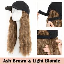 16inch/40cm Adjustable Baseball Cap Hat With Long Wavy Curly Hair Wig Synthetic Hairpiece Corn Wave Curly Hair Extensions For Women Daily Wear, Easy To Put On And Take Off, Natural Looking, Soft And Breathable, Perfect For Casual Outings And Sports Events Halloween Xmas Party - 彩色 - 查看 13