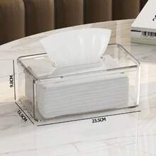 透明纸巾盒，北欧极简主义纸巾架，适用于餐厅、客厅、卧室、书桌，纸巾收纳架，黑色纸巾盒套，餐巾纸架，纸巾分配器，储物架，毛巾架，纸巾卷，餐巾纸架，家庭聚会、厨房餐桌装饰、家居装饰配件、装饰盒，女士结婚礼物，夏季旅行和度假必备 - 無色 - 查看 8