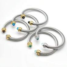 سوار فاخر من الفولاذ المقاوم للصدأ مزين بالسيراميك الملون زركونيا للنساء ،اكسسوارات الزفاف ، هدية للفتيات