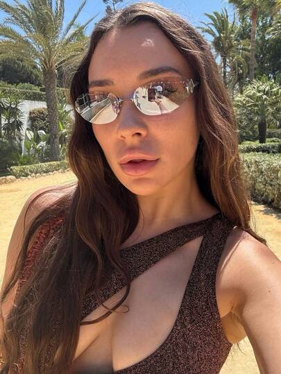 1 Kính thời trang không gọng vuông dành cho nữ, đơn giản và đa năng, thích hợp đeo trong nhiều dịp khác nhau, kính thời trang đơn giản và dễ thương dành cho nữ