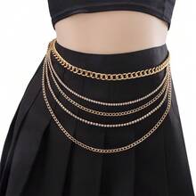 1 件女士性感金钻腰链，适合搭配牛仔裤和连衣裙的日常穿着 - 金色 - 查看 4