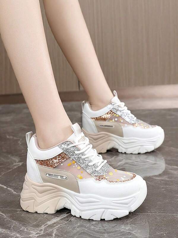 Zapatillas de plataforma gruesa para mujer,impermeables, con suela gruesa, ligeras, de slip-on, cómodas para primavera/otoño,Zapatillas Gruesas para Mujer, Zapatos Casuales de Plataforma a la Moda, Cómodas Zapatillas Deportivas para Caminar,Nuevos tenis de plataforma con bloques de color 2025 para mujer,calzado casual con aumento de altura,transpirable