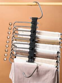 1pc 5/9 Tier Pants Rack, Space Saving, S-Shaped Wardrobe Hanger Organizer With Hooks For Long Pants, Leggings, Trousers, Non-Slip Stainless Steel Multi-Functional Pant Hanger, Saves Closet Space, Suitable For Wardrobe, Pant Rack, For Pants, Jeans Organization, Dorm Essential, Antique White, Best Choice For Home Storage - Multicolor - View 9