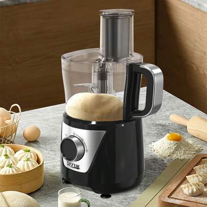12-Cup Food Processor - 600W - 11 Speeds - Auto Cleaning - Time Settings, With S.S Chopping Blade/Kneading Blade/S.S Reversible Disc Slices And Shreds (Coarse/Fine)/S.S French Fries Disc - Vegetable Chopper For Minced, Shredded, Sliced, Meat Chopper For Chopped, Electric Dough Mixer For Kneaded,Baking, Shaved Ice Machine For Ice-Crushed, Ideal Gift For Kitchen Lovers, 4in 1 Food Chopper For Fruit/Meat/Nuts/Ice