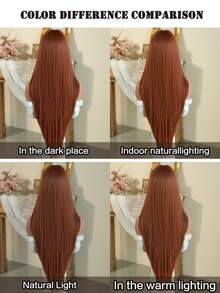 7JHH WIGS 34 Inch Extra Long Straight Maple Leaf Orange Wig With Bangs - Super Long Natural Layered Wigs, High Quality Soft Synthetic Fiber Wigs For Women Daily Wear, Festival Ready Party Use, Graduation Gift - Beginners Glueless Wig Accessories - trái cam - Xem 8
