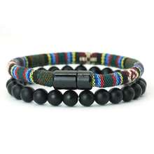 Noter 2件/套 手工石珠手链吊坠 磁性波西米亚风手链 男士饰品 - 男士手繩手鍊套裝 - 查看 12