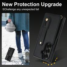 OUKNOEO Bolso bandolera de moda y estuche de teléfono de piel sintética, adecuado para Samsung Galaxy Z Fold 7 6 5 4, con correa de muñeca, correa colgante larga, doble cierre magnético y 4 ranuras para tarjetas - Negro - Ver 5