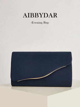 AIBBYDAR Navy Blue Velvet Women's Evening Bag, Fashion Clutch Purse, Makeup Bag, Lightweight Crossbody Bag, Suitable For Business, Commute, Wedding, Gala, Party, Holiday Gathering