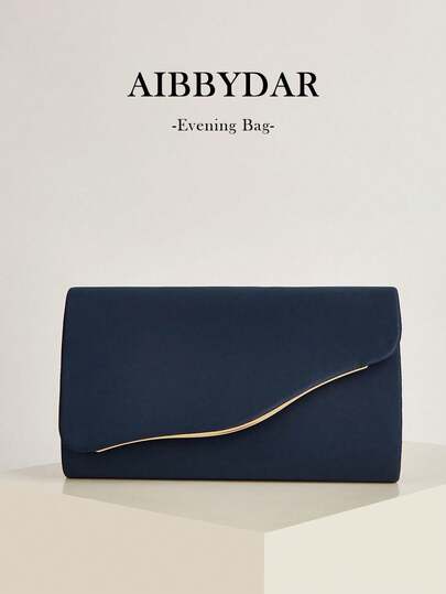AIBBYDAR Navy Blue Velvet Women's Evening Bag, Fashion Clutch Purse, Makeup Bag, Lightweight Crossbody Bag, Suitable For Business, Commute, Wedding, Gala, Party, Holiday Gathering