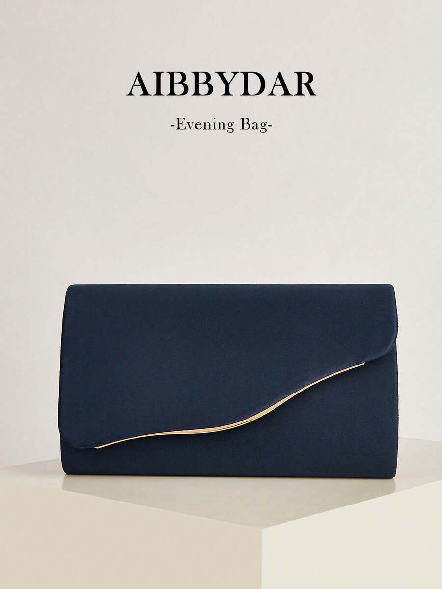 AIBBYDAR Navy Blue Velvet Women's Evening Bag, Fashion Clutch Purse, Makeup Bag, Lightweight Crossbody Bag, Suitable For Business, Commute, Wedding, Gala, Party, Holiday Gathering - Navy Blue - View 1
